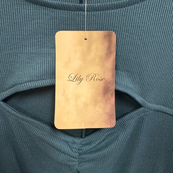 Lily Rose Teal Blue Cutout Front Fit&Flare Knee Length Dress Women's Size XL NWT - Picture 3 of 6